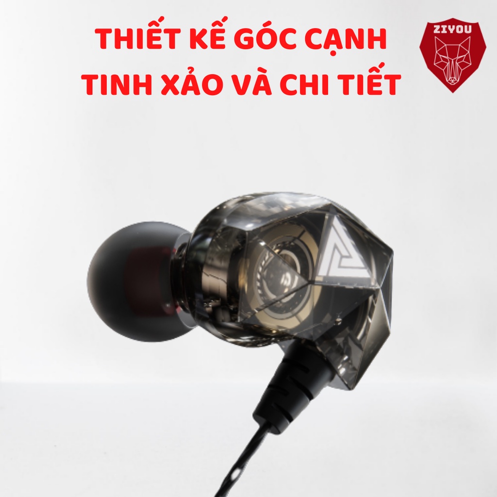Tai nghe nhét tai có dây ZIYOU AK2 nghe nhạc chơi game cực đã,âm thanh SUPER BASS,có mic đàm thoại,dành cho điện thoại
