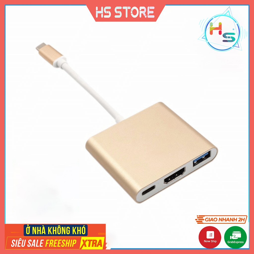 Hub Type C 3in1 - Cổng chuyển đổi HUB USB Type-C to HDMI, USB 3.0, PD Type-C cho Laptop Macbook, Điện thoại, Samsung Dex