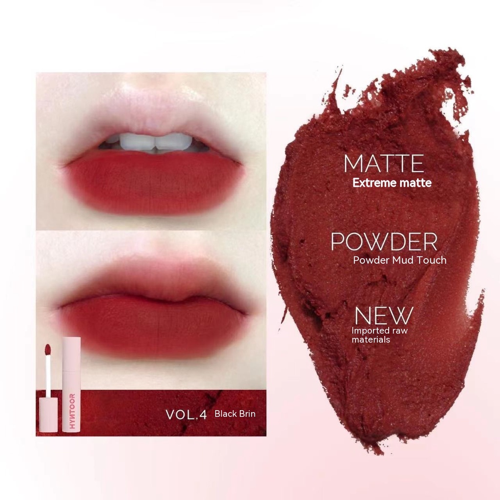 HYNTOOR Son Môi Nhung Lì Màu Đen Thiết Kế Vỏ Hình Thỏ Xinh Xắn