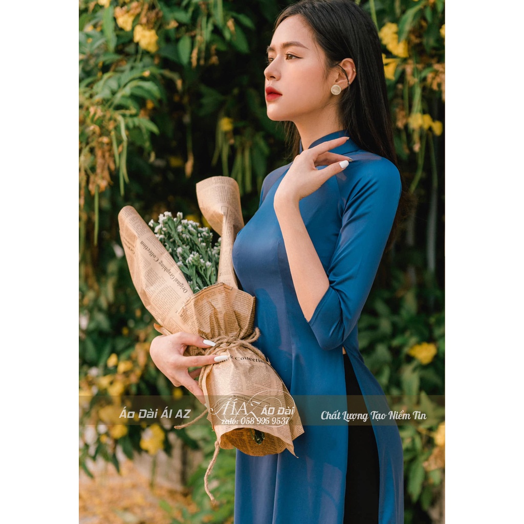 Áo Dài Truyền Thống Nữ Tay Lỡ Cổ Cao AZ08