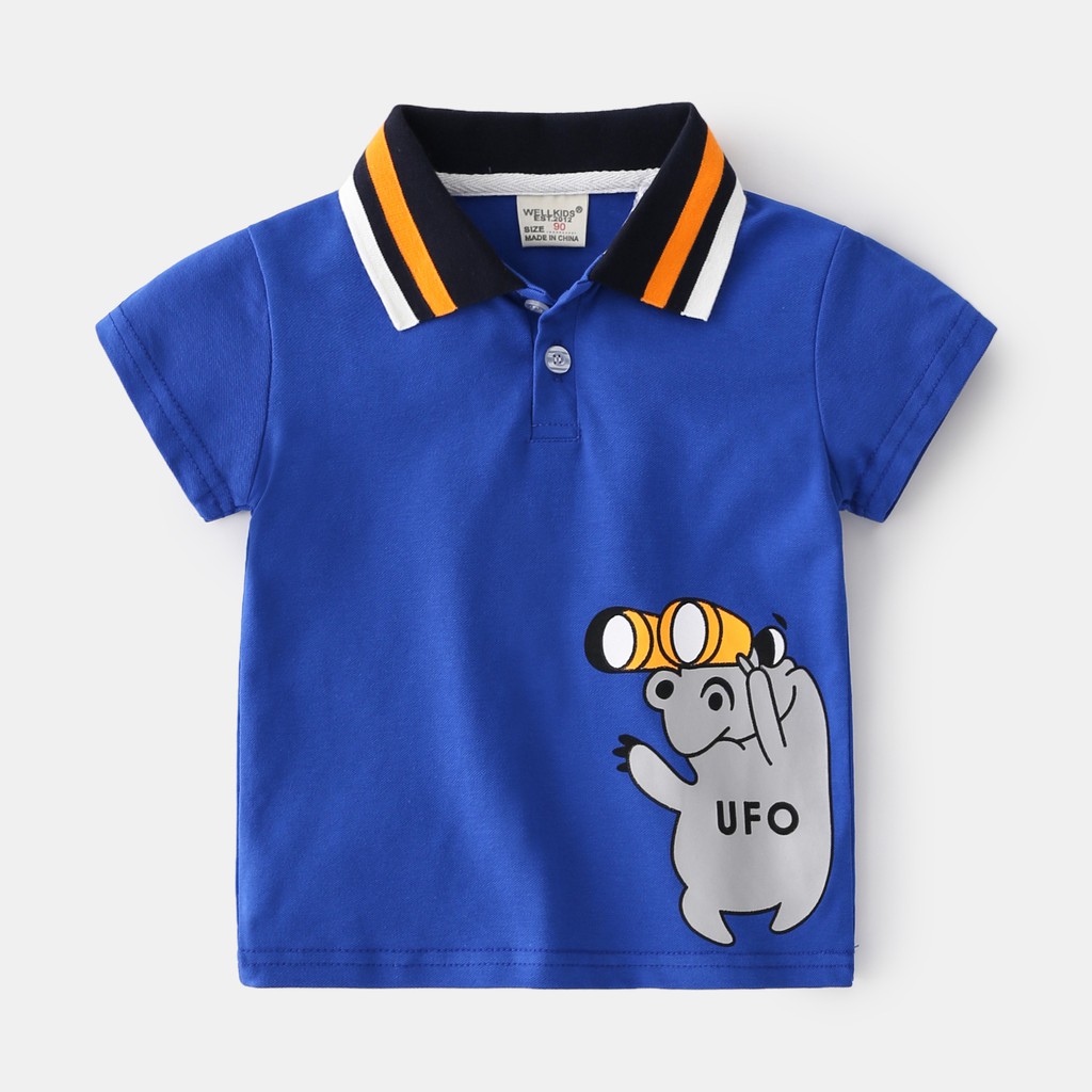 Áo Polo Cho Bé JOYBOY Họa Tiết UFO Chất Cotton Xuất Âu Mỹ Hàn 050