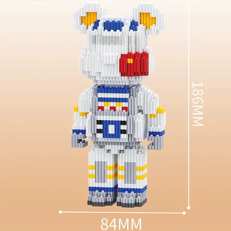 Xếp hình Gấu Bearbrick 19cm Đồ chơi lắp ráp mô hình bear brick 3D dễ thương
