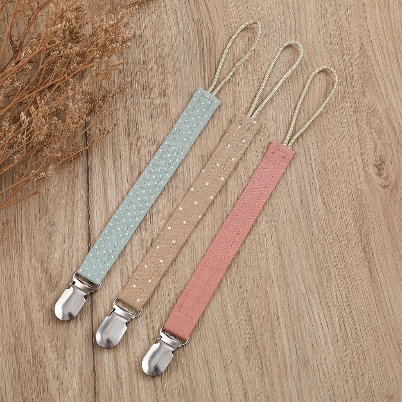 Giá Đỡ Núm Vú Giả Bằng Cotton Lanh Dễ Thương Có Dây Kẹp Cho Bé Trai / Gái