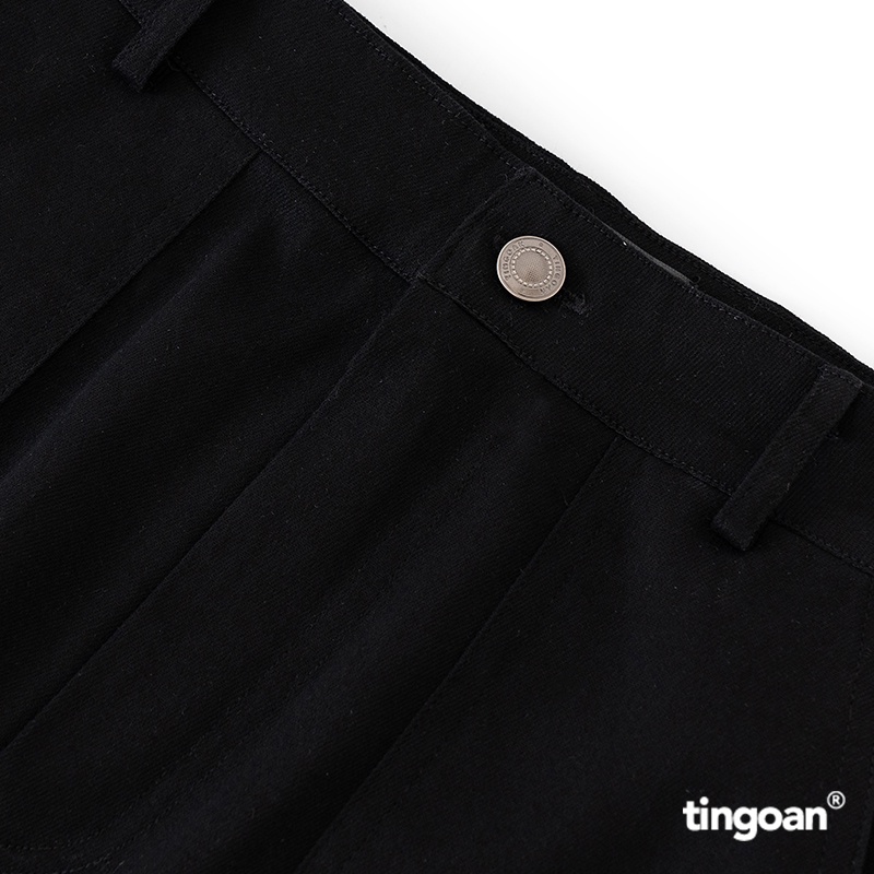 TINGOAN® - Quần dài kaki đen cạp thường ống suông túi hộp hai bên LOVE REMOVER PANTS/BL