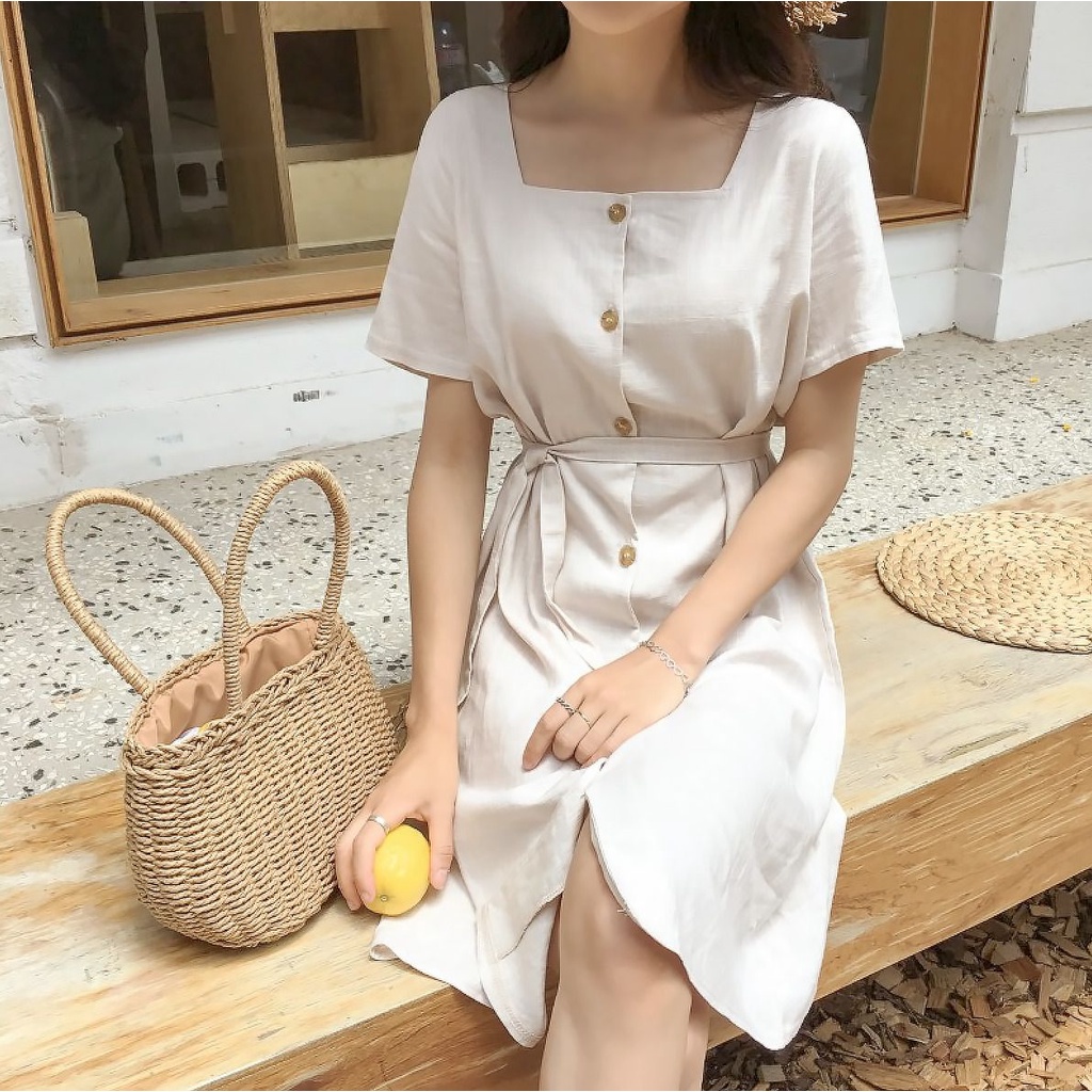 Túi cói cầm tay đi biển đáy bầu - phong cách vintage