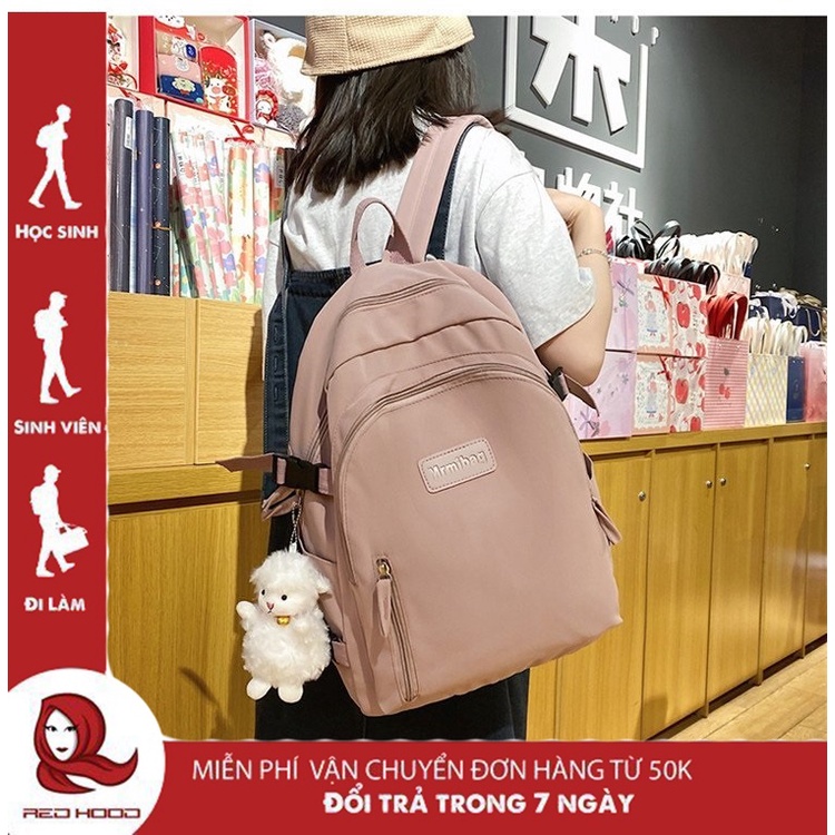 Balo nam nữ vải dù mịn ulzzang đi học thời trang nhiều ngăn đựng giá rẻ dễ thương basic REDHOOD