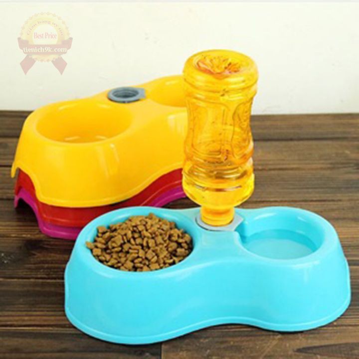 Khay ăn uống tự động cho chó mèo thú cưng – Bát ăn đôi kèm máng nước TC05SP1