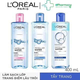 Nước tẩy trang cho mọi loại da L Oreal Paris 3-in-1 Micellar Water 400ml