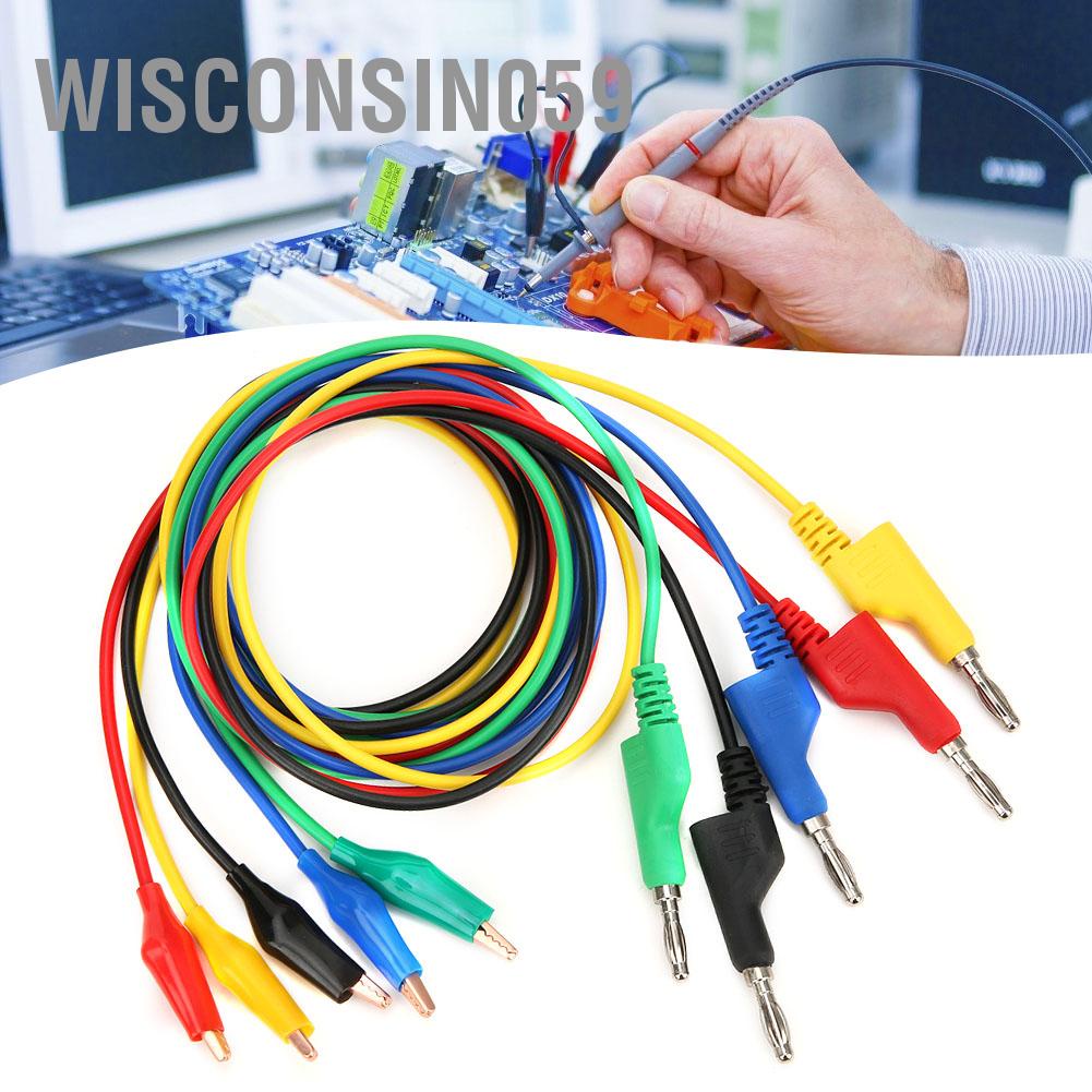 [Hàng Sẵn] P1044 5 cái 4mm 1m Cắm chuối có thể xếp chồng lên nhau để kẹp thử nghiệm kiểm tra dây cáp cho đồng hồ vạn năng 【Wisconsin059】