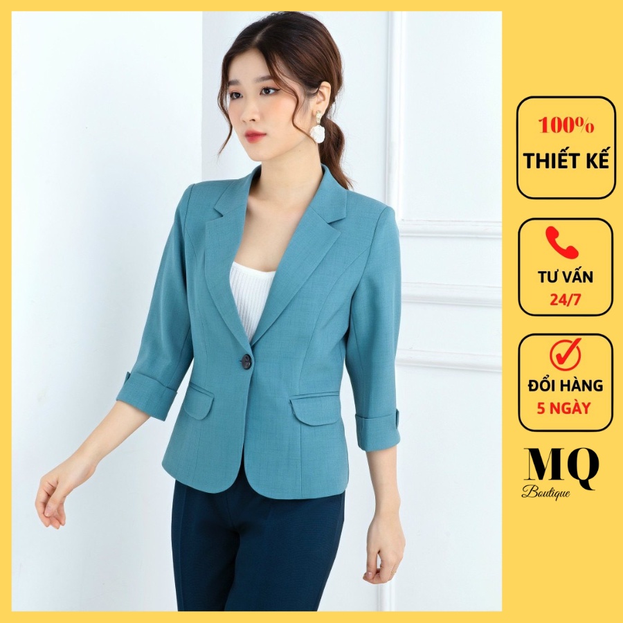 Áo khoác Vest nữ tay lỡ dáng ngắn Blazer kiểu Hàn Quốc cao cấp chất liệu mềm mịn, Áo vest thiết kế MQ Boutique