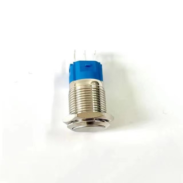 1 Cái 12/16mm 12-24V Nút Bấm Tự Khởi Động Lại Bằng Kim Loại Mạ Niken 2 Chân Không Có Nút Bấm Màu Đen
