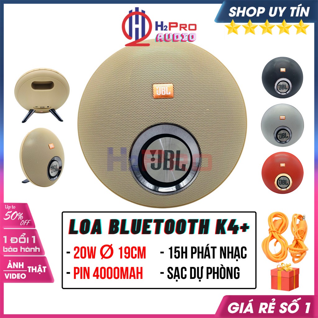 Loa Bluetooth Mini, Loa Nghe Nhạc K4 Plus 20W Pin Dự Phòng 4000Mah, Nghe Nhạc Hay, Usb, Thẻ Nhớ (Tặng Dây) - H2Pro Audio