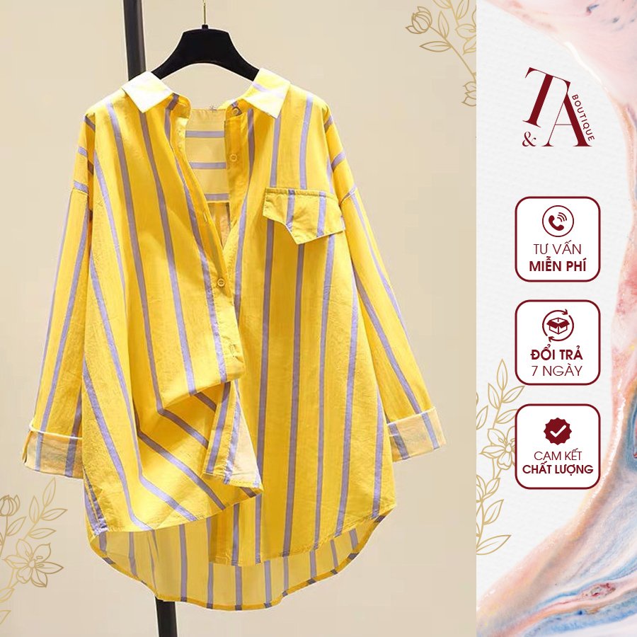 Áo Sơ Mi Kẻ Vàng CHIDU Chất Liệu Cotton Thoáng Mát Dễ Chịu  - TA001