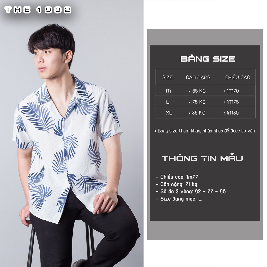 Áo đũi sơ mi Áo nhóm đi biển LINEN Áo có cổ họa tiết hoa lá THE 1992 | BigBuy360 - bigbuy360.vn