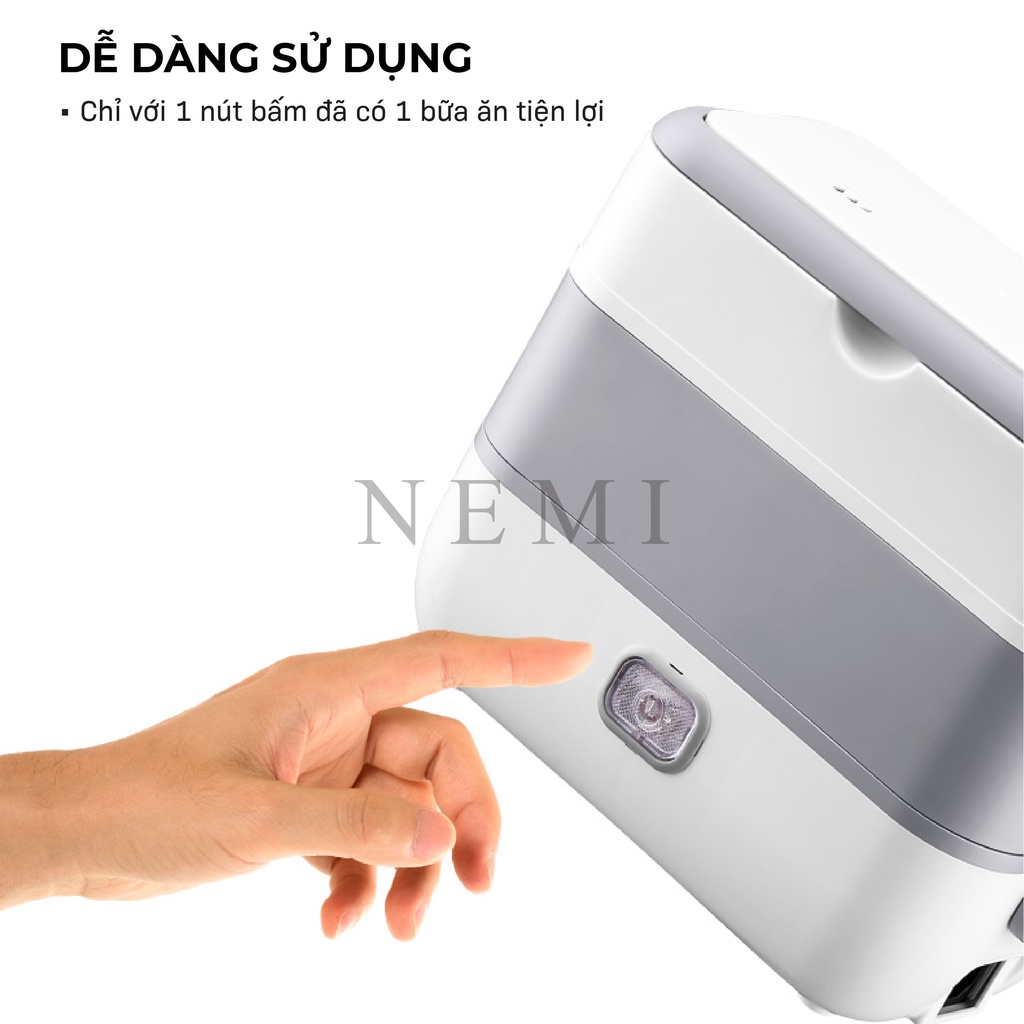 Hộp Cơm Cắm Điện NEMI 2 Tầng Với 2 Bát 4 Bát Inox Phong Cách Nhật