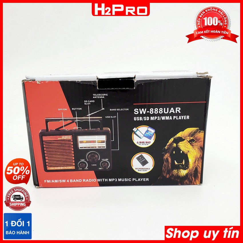 Đài radio 4 bands FM-AM-SW1-SW2 SHUAE SW-888UAR - SW-999UAR H2Pro cao cấp-tích hợp Mp3-USB-Thẻ nhớ-jack tai nghe 1 chiếc