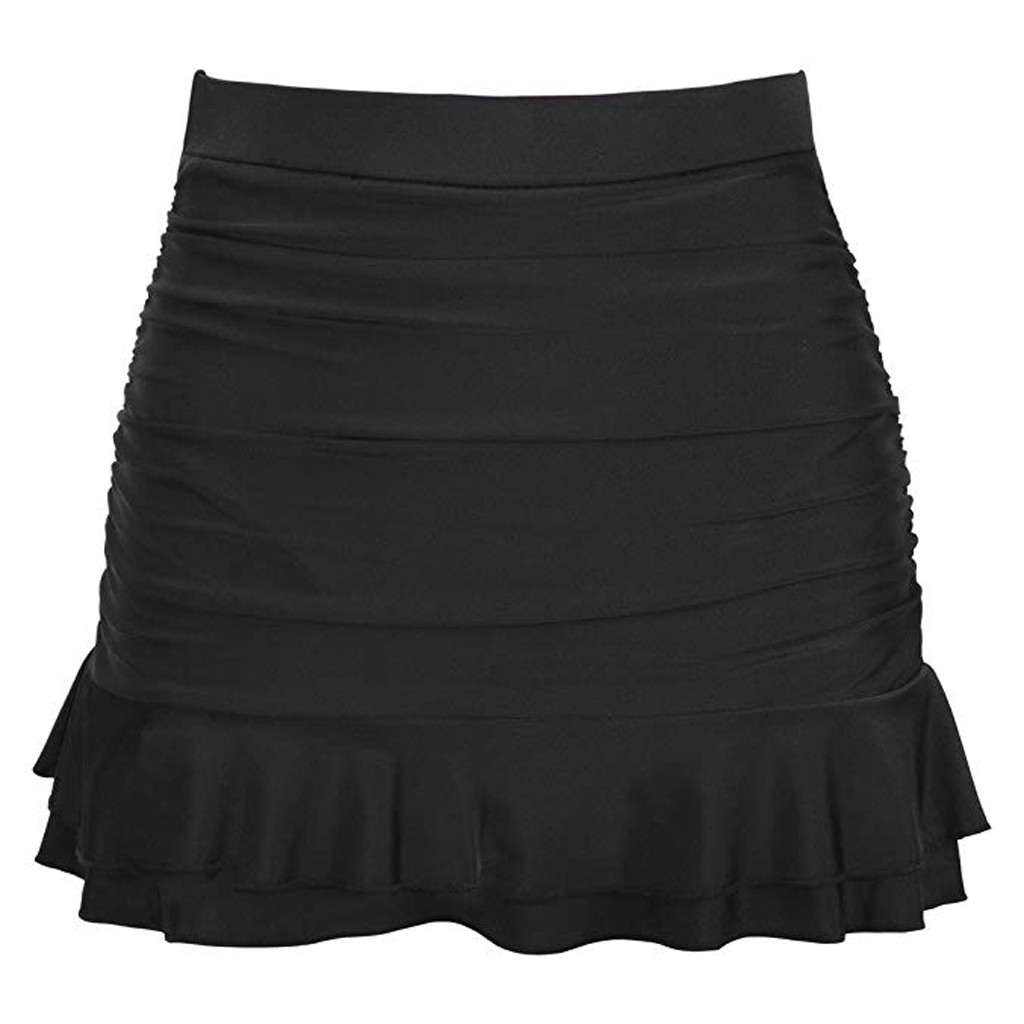 Váy bơi lưng cao xếp ly màu trơn size S / XXL thời trang đi biển cho nữ | BigBuy360 - bigbuy360.vn