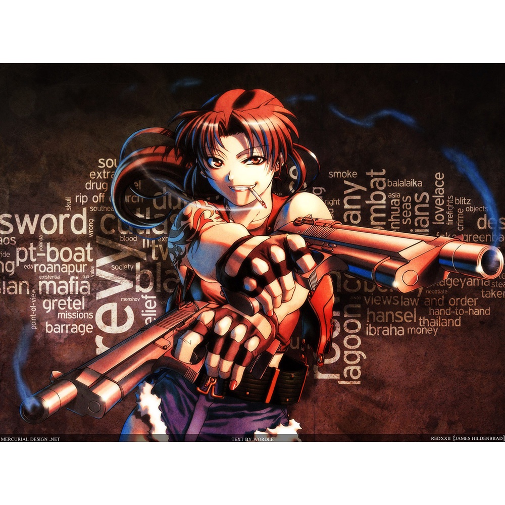 Poster A4 dán tường Anime, decal 21x30 trang trí có keo Black Lagoon Wallpapers (1), nhận in theo yêu cầu