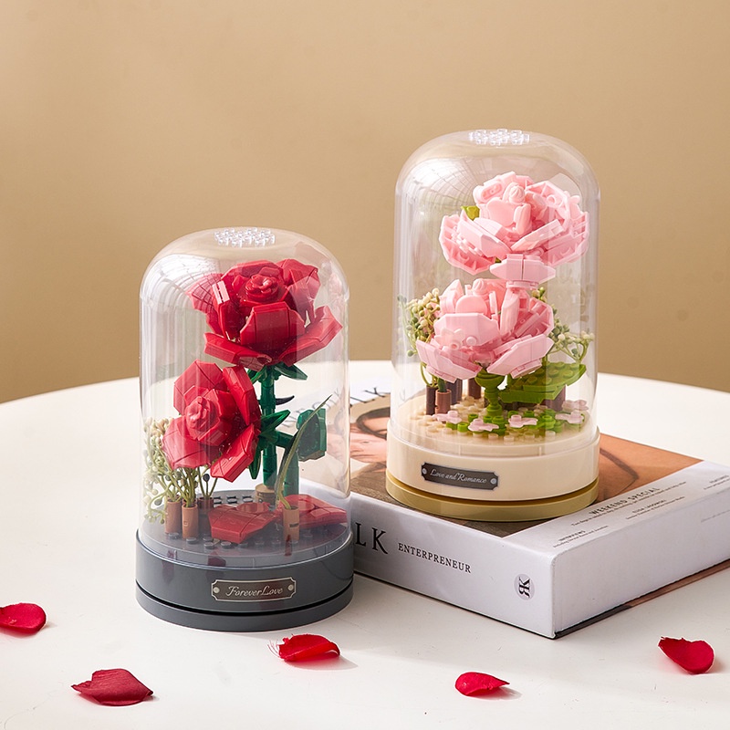 Đồ chơi lắp ráp DIY hoa hộp nhạc có chuyển động hãng Jaki