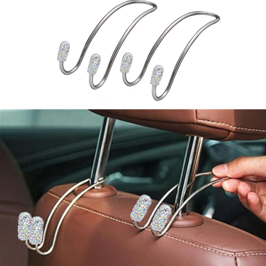 BOLILISHP 2Pcs Car Hooks Stainless Steel Multifunction Hangers Auto Backseat Storage Hooks Seat Back Organizer