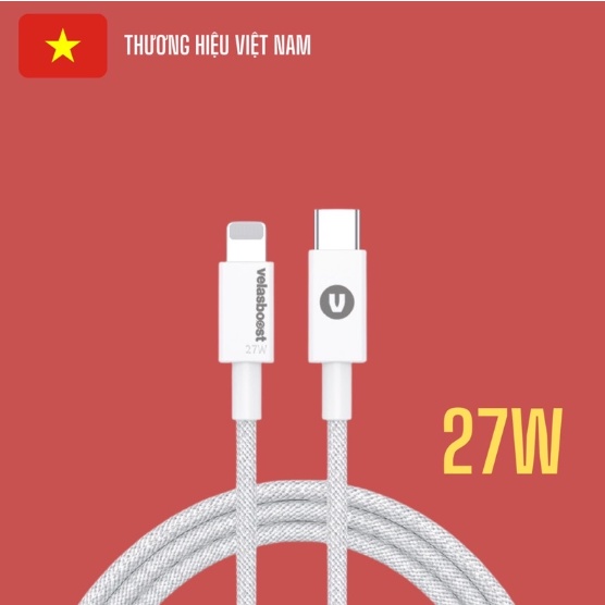 Cáp ngắn 0.25m sạc nhanh PD Velasboost 27W, Bảo hành 1 đổi 1