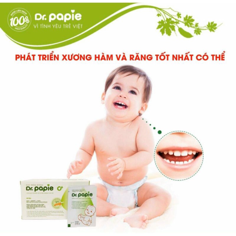 Gạc rơ lưỡi Dr Papie vệ sinh răng miệng / Rơ lưỡi Dr Papie cho bé (30 gói)