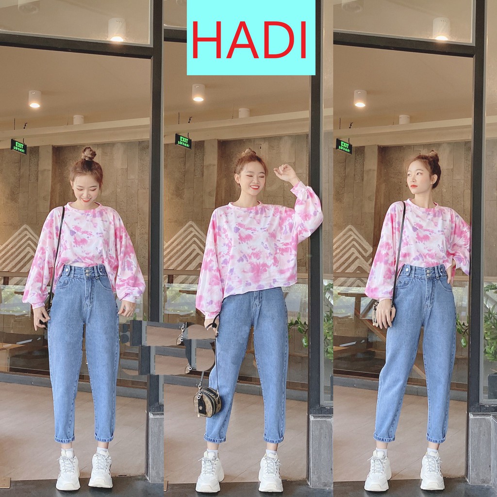 [ NY502 ] QUẦN BAGGY JEAN NỮ LƯNG CAO 2 NÚT 2 ĐAI MÀU XANH NHẠT SIÊU HOT SIÊU CÁ TÍNH HADI