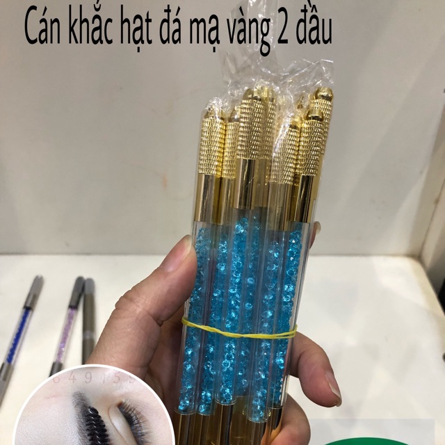 Cán khắc hạt đá màu xanh ngọc siêu xinh dùng cả 2 đầu