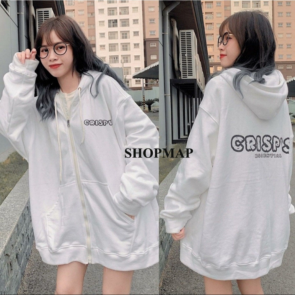 Áo KHOÁC Hoodie nữ in chữ CRIS.PUS Ulzzang Unisex có 2 màu đen trắng fomr rộng cực đẹp | BigBuy360 - bigbuy360.vn