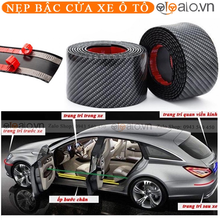 Cuộn 1m Nẹp Dán Bậc Cửa Xe Cốp Xe Ô Tô Cacbon 5D Chống Xước - OTOALO