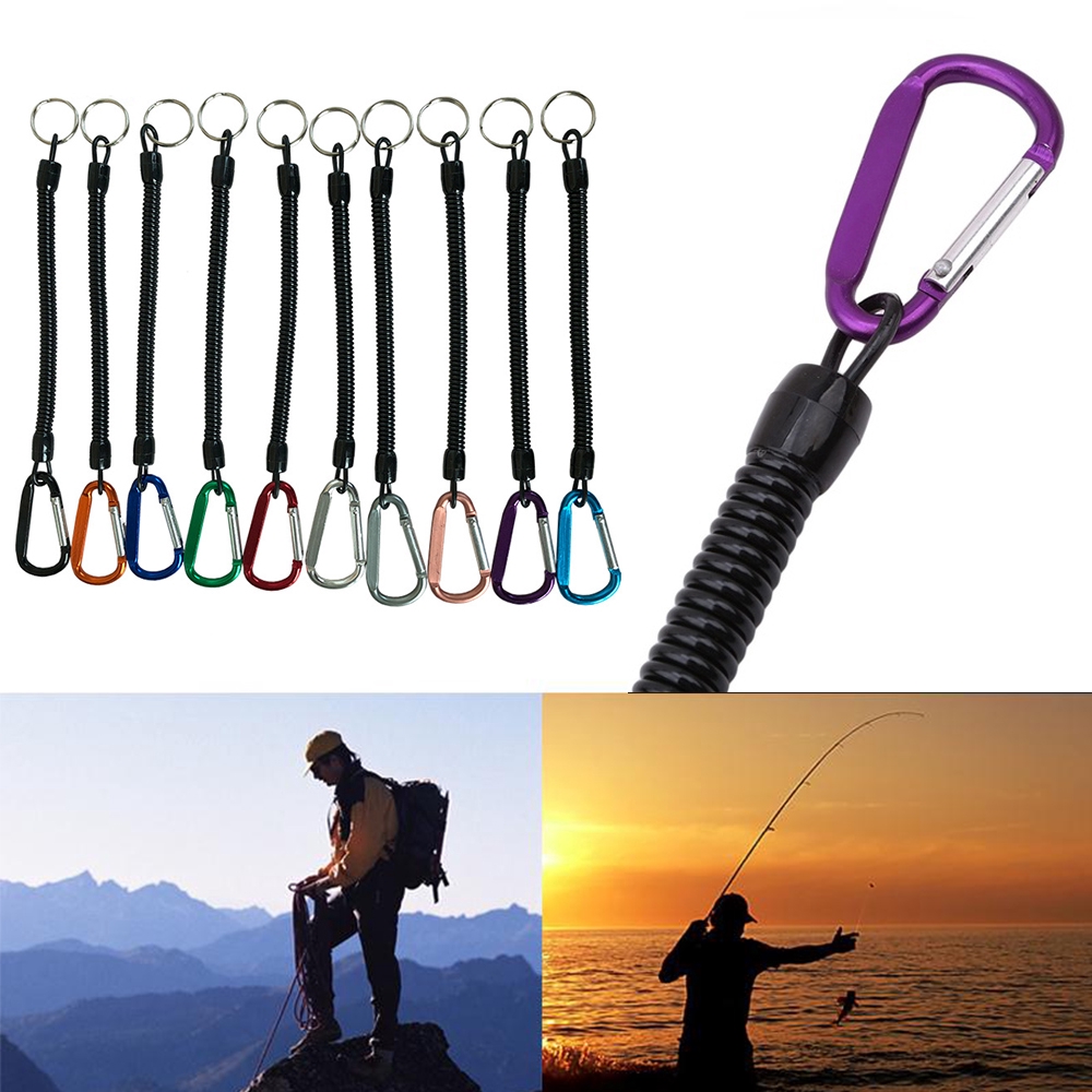 MUVAKO Set 1 / 2 dây gắn móc khóa dạng xoắn co giãn tiện dụng khi đi dã ngoại