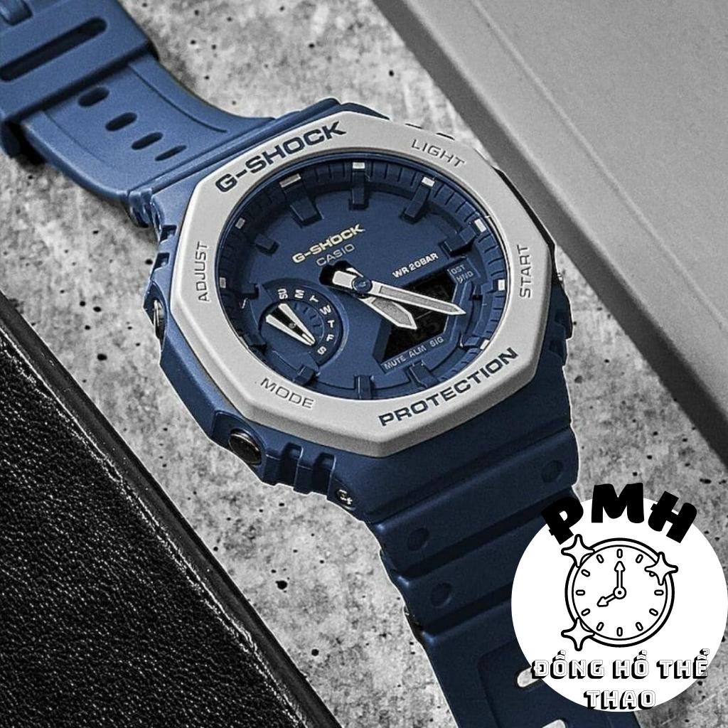 Đồng hồ đeo tay nam , Đồng hồ nam thể thao GA2100 màu xanh lam kích thước 42mm