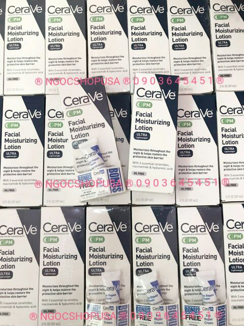 Hàng Mỹ Dưỡng ẩm phục hồi da Cerave PM Facial Moisturizing Lotion