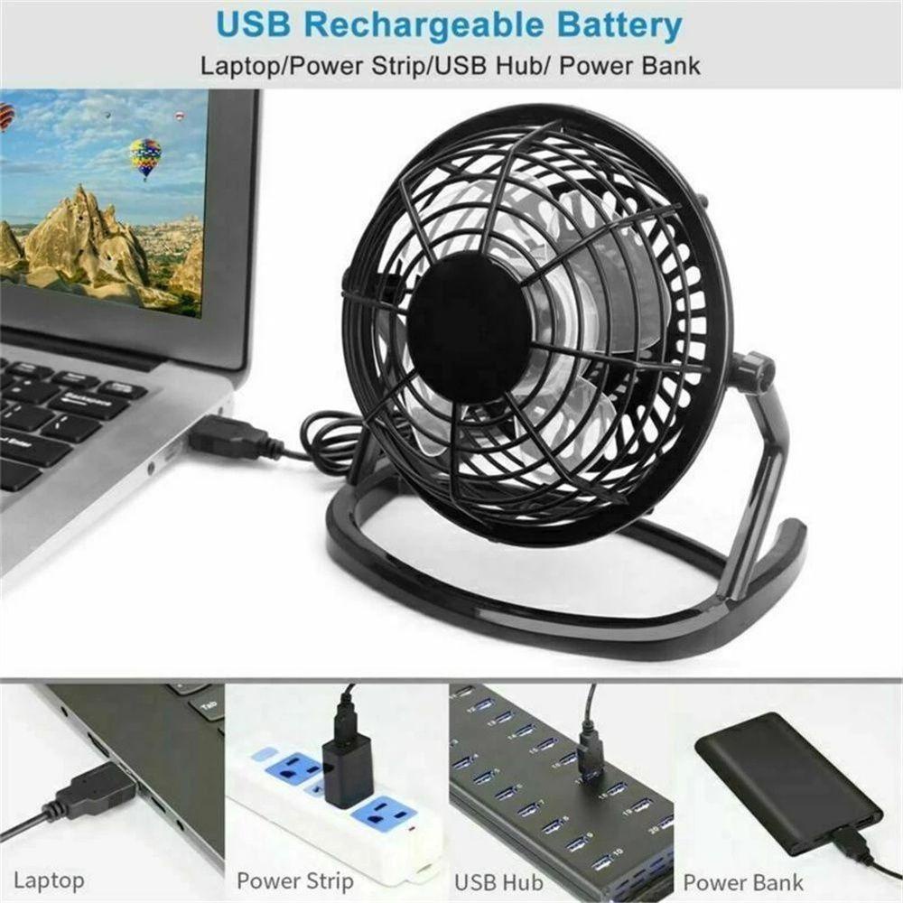Quạt Làm Mát Mini Để Bàn Màu Đen Ngà Xoay 180 Độ Cắm USB
