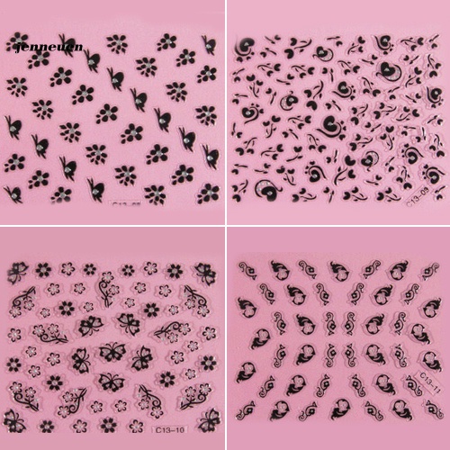 [Hàng mới về] Set 50 tờ hình dán bông hoa và bướm 3D kết hợp dùng cho trang trí móng tay DIY thời trang
