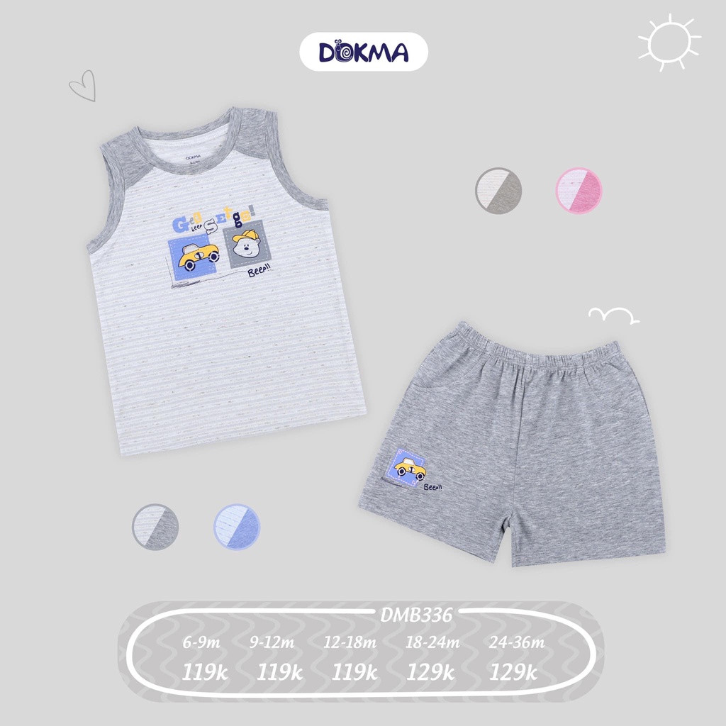 Bộ ba lỗ bé trai gái họa tiết đáng yêu hiệu Dokma size 18 - 36M Tiệm Nhà Sóc