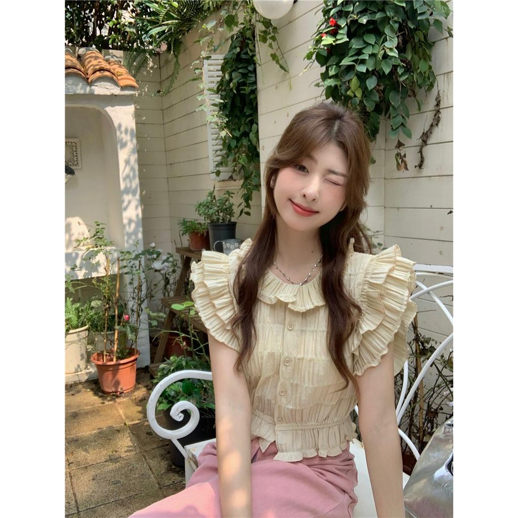 Áo Sơ Mi Ngắn Tay Xếp Ly Mùa Hè 63223