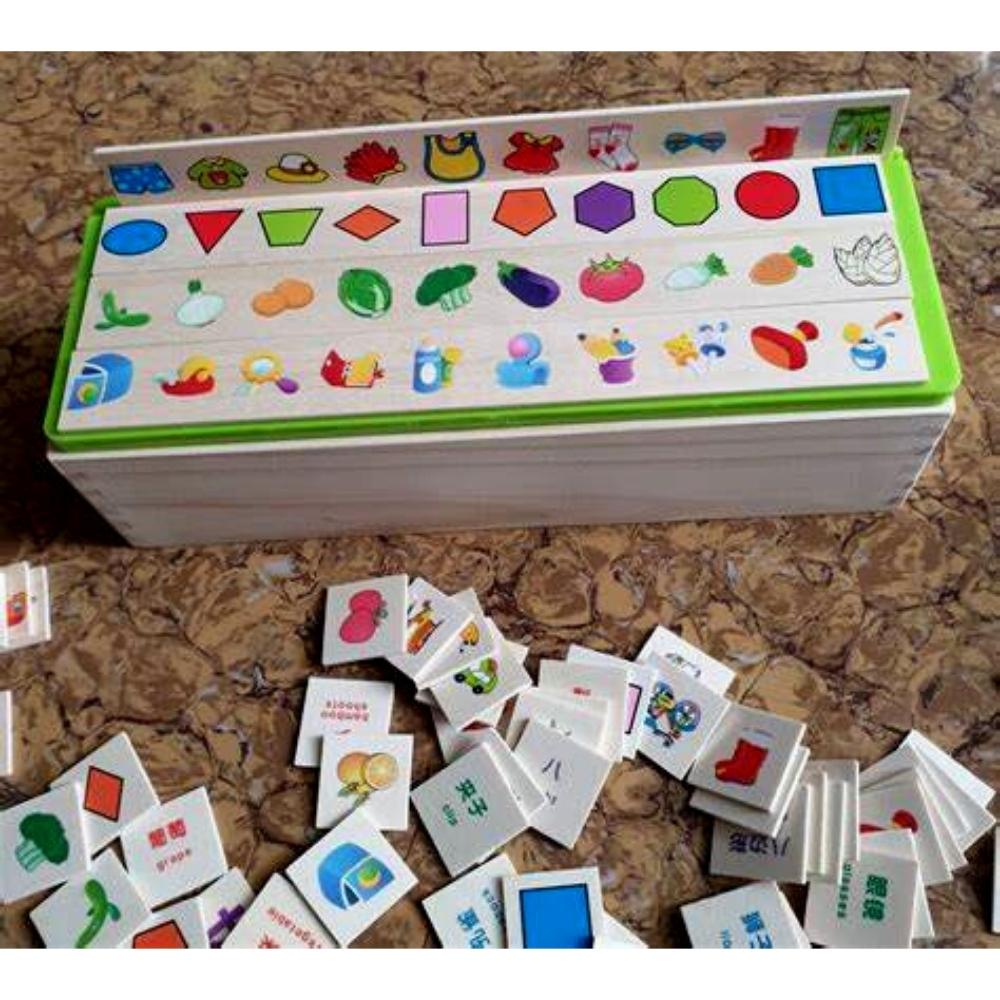 Đồ chơi thả hình theo chủ đề bằng gỗ cho bé - Hộp thả hình thẻ giáo cụ Montessori bằng gỗ