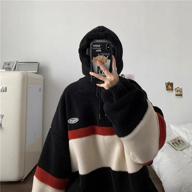 Áo hoodie lông cừu nam nữ, áo lông cừu phong cách ulzzang Hàn Quốc dáng rộng đẹp. mo8 | BigBuy360 - bigbuy360.vn