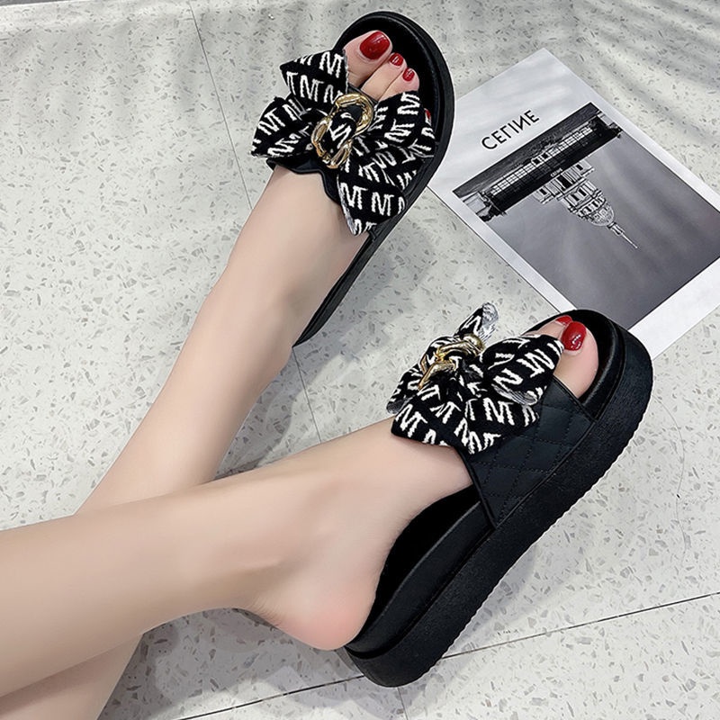 Dép Đế Xuồng Dày Dặn Đính Nơ Thời Trang Mùa Hè Mới Dễ Phối Đồ