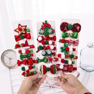 Set kẹp tóc, kẹp mái 4 chi tiết Noel cho bé, GIÁNG SINH AN LÀNH