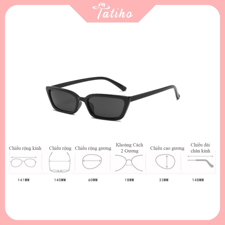 Kính Mát (Kính Râm) Hình Chữ Nhật Gọng Nhựa Phong Cách Hàn Quốc - Tatiho - Mã MK033