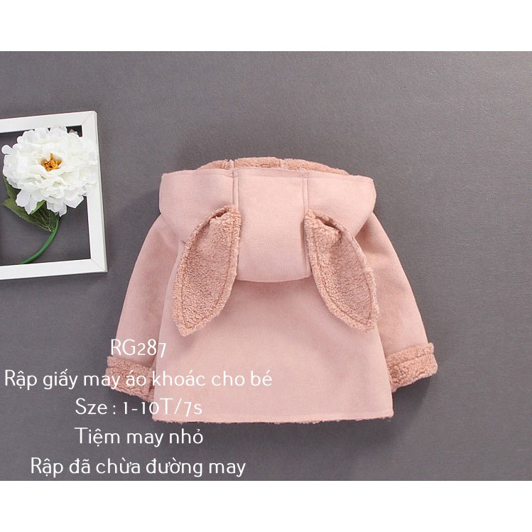 RG287_Rập giấy may áo khoác tai thỏ cho bé