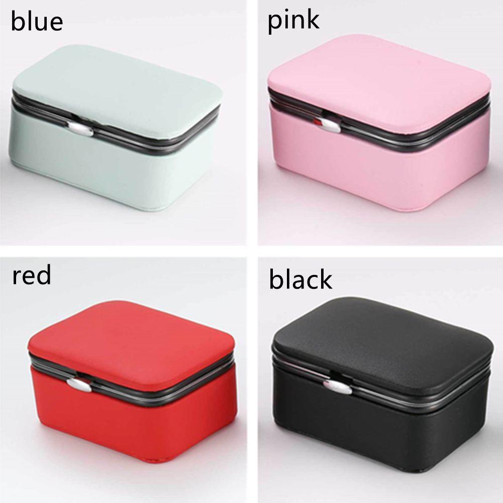 Moilyvn Hộp Đựng Trang Sức Di Động Tinh Tế Tích Hợp Flannel Có Gương Trang Điểm