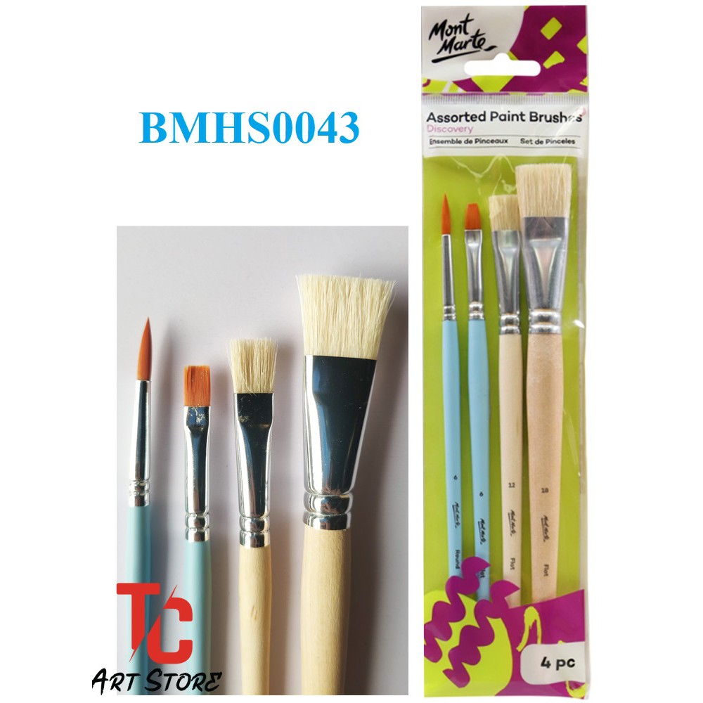 Bộ 4 Cọ Vẽ ACRYLIC, NƯỚC, GOUACHE Mont Marte - BMHS0043