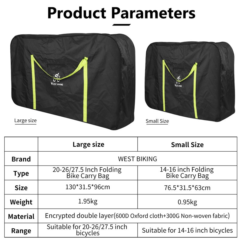 Túi đựng đồ WEST BIKING dày dặn 14/16/20/26/27.5&quot; x 700C có thể gấp gọn tiện dụng cho xe đạp du lịch