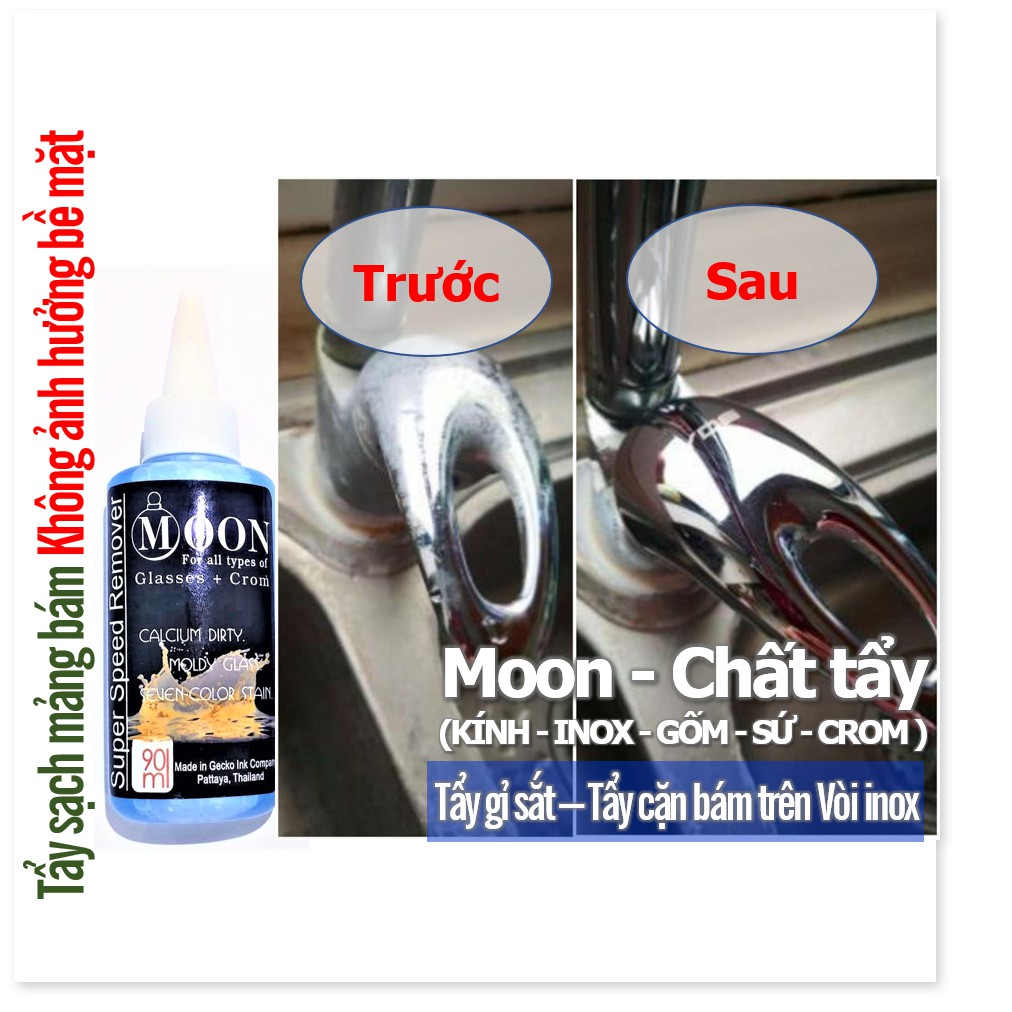 Moon 90ml- Thailand chất tẩy đa năng có khả năng tẩy vết gỉ trên vòi inox trên kính - sành sứ thủy tinh