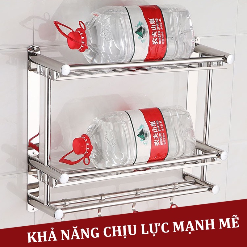 [HCM]Giá treo khăn không lỗ giá treo khăn tắm dày hai lớp inox kệ phòng tắm Kích thước: Hai lớp 50CM (đục lỗ miễn phí)
