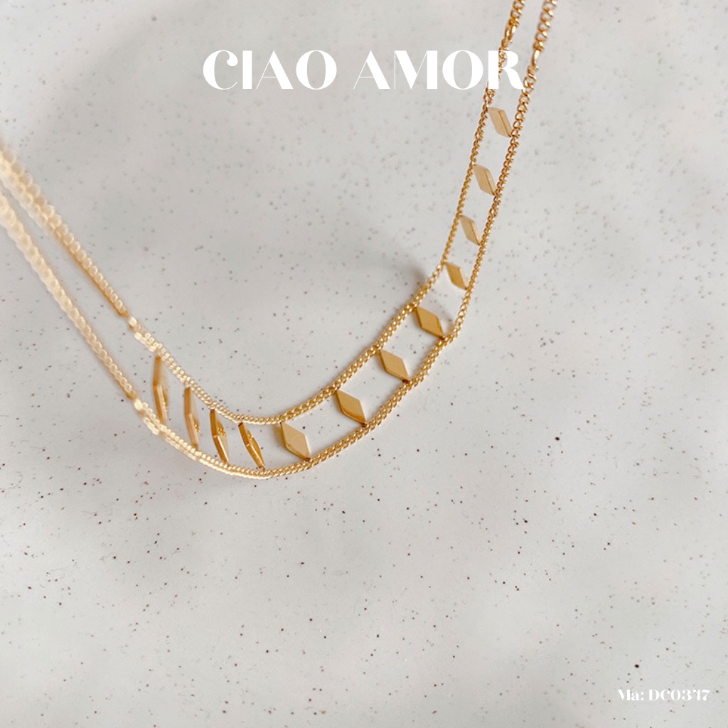 Choker, Dây chuyền nữ vàng hai sợi đính hình thoi nhiều ở giữa Trang sức Ciao Amor - DC0347