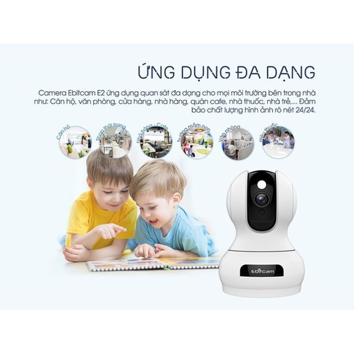 Camera Wifi Ebitcam E3 Full HD 1080P 2MP - Phát Hiện Chuyển Động, Đàm Thoại 2 Chiều, Xoay 360, Kèm thẻ 32GB/64GB